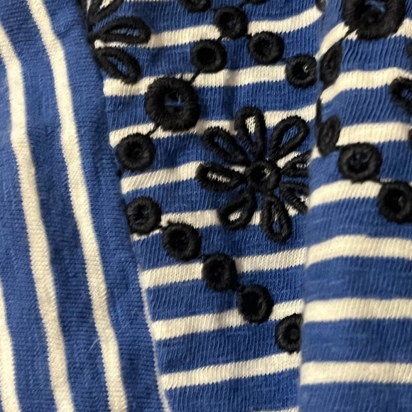 Talbots Blue Striped Tee with Embroidery Detail - Picture 5 of 8